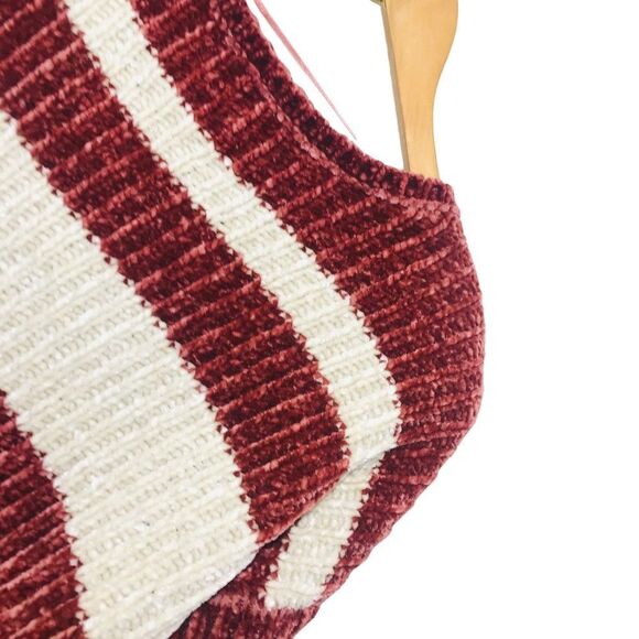 LA Hearts Cropped Striped Chenille Pullover Sweater Small Red White Cozy Fall - Picture 5 of 7